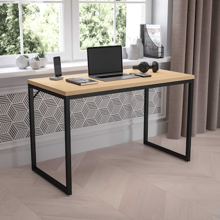 Flash Furniture 47"L Commercial Industrial Office Desk in Maple GC-GF156-12-MAP-BK-GG